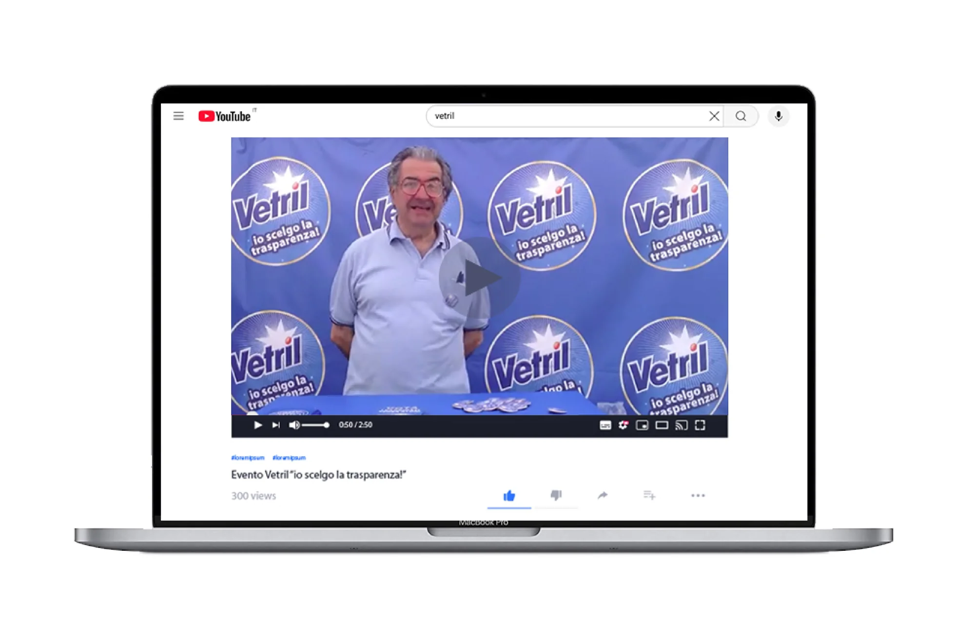 mockup video youtube vetril: io scelgo la trasparenza